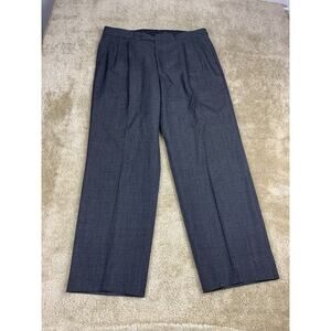 Oscar De La Renta Mens Pants Gray 36x29.5 Dress Pants Pleated VTG #634